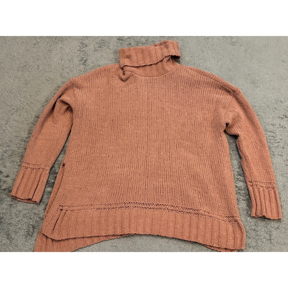 Aerie Oversized Chunky Knit Turtleneck Sweater Womens Small Tan Long Sleeve